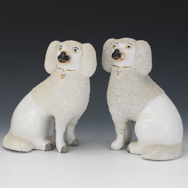 PAIR OF STAFFORDSHIRE POODLES  9 ¼