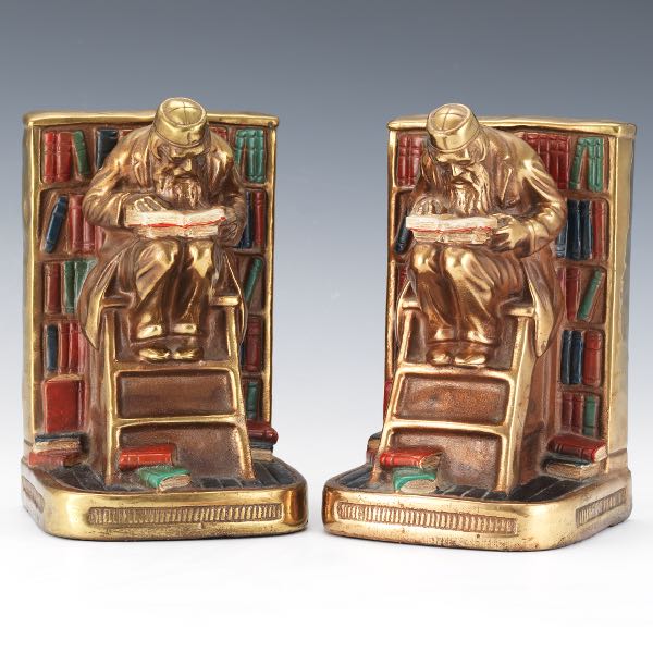 SCHOLAR IN A LIBRARY PAIR OF BOOKENDS