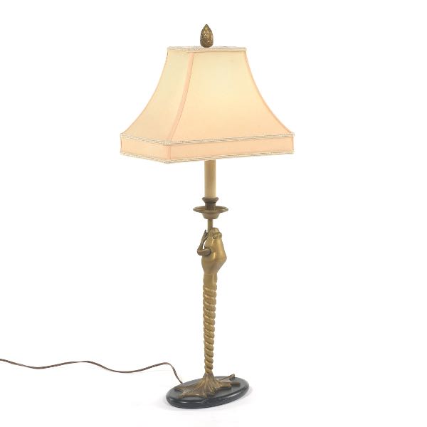 CHAPMAN BRASS FROG LAMP WITH SILK