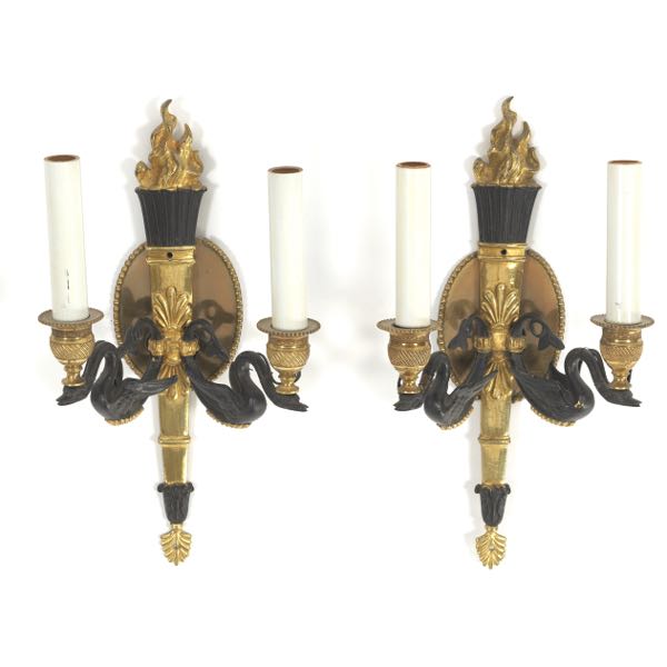 PAIR OF FRENCH EMPIRE STYLE BRONZE BRASS 2afffa