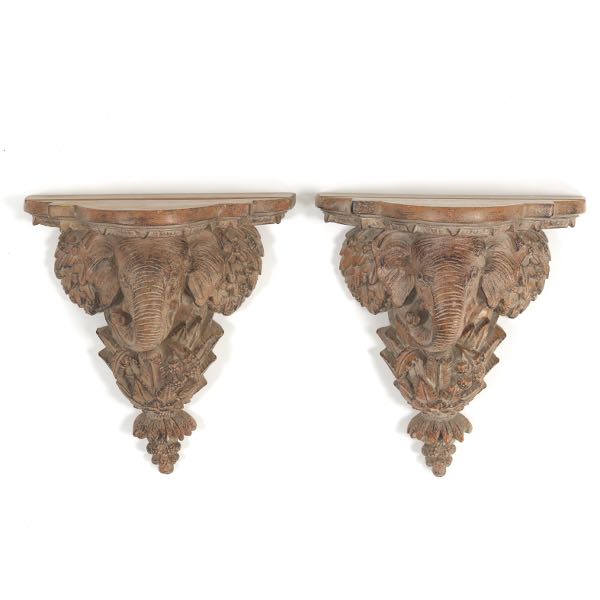 PAIR OF VINTAGE TEMPLE STYLE GANESHA 2b0002