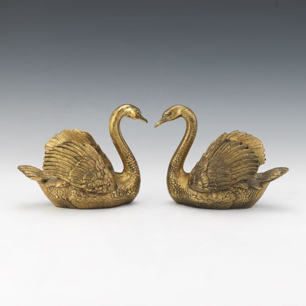 VINTAGE PAIR OF PATINATED BRASS