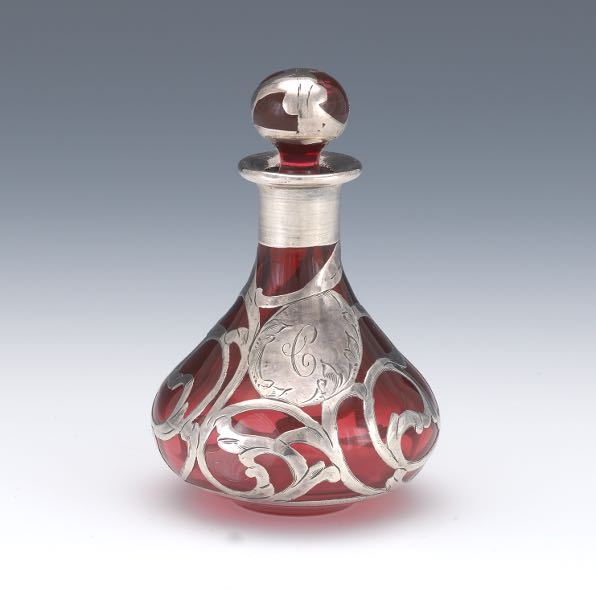 PERFUME BOTTLE WITH SILVER OVERLAY 2b0130