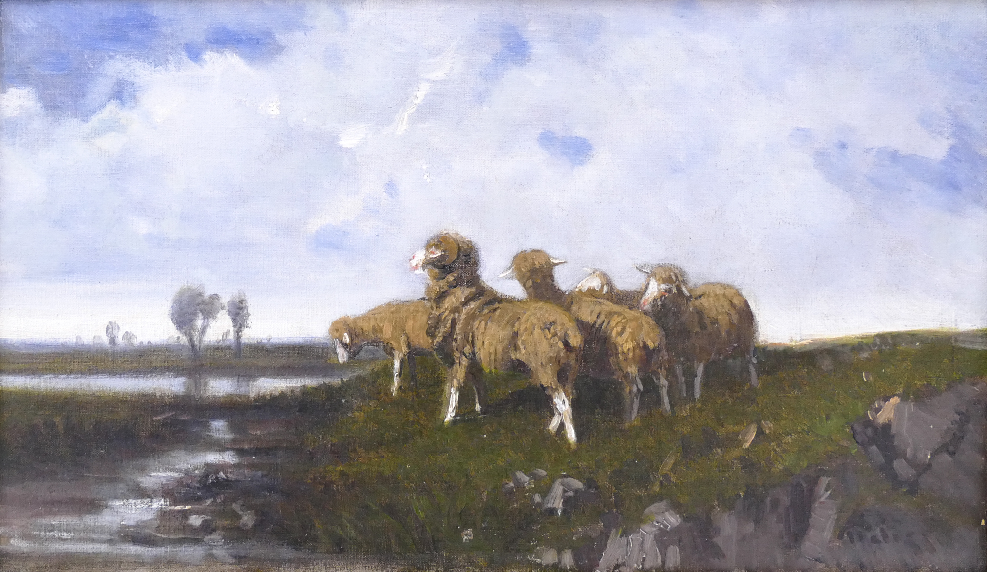 Antique French Painting of Sheep 2b0146