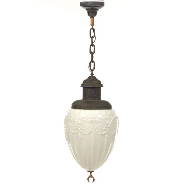 NEOCLASSICAL WHITE GLASS PENDANT