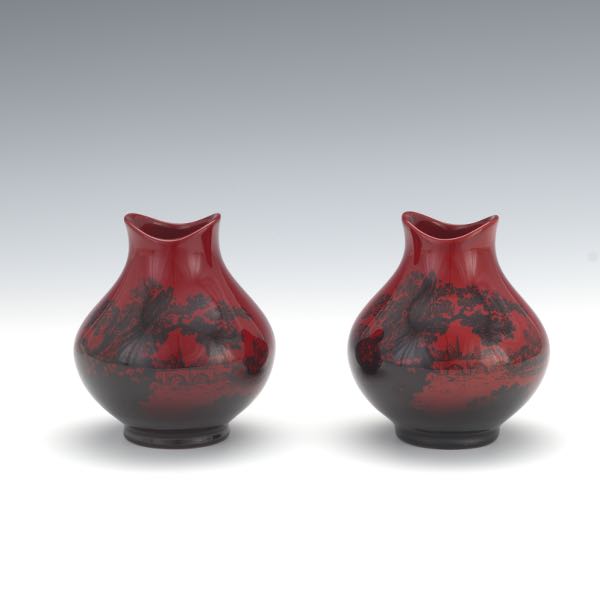 PAIR OF ROYAL DOULTON FLAMBE VASES