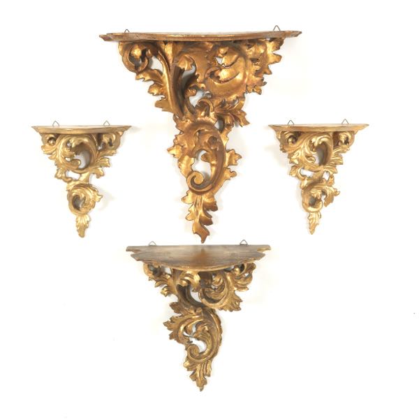 GROUP OF FOUR BAROQUE STYLE GILT