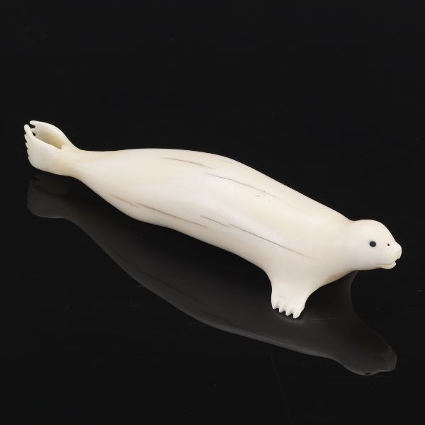 CARVED WALRUS TUSK SEAL 6" x 1