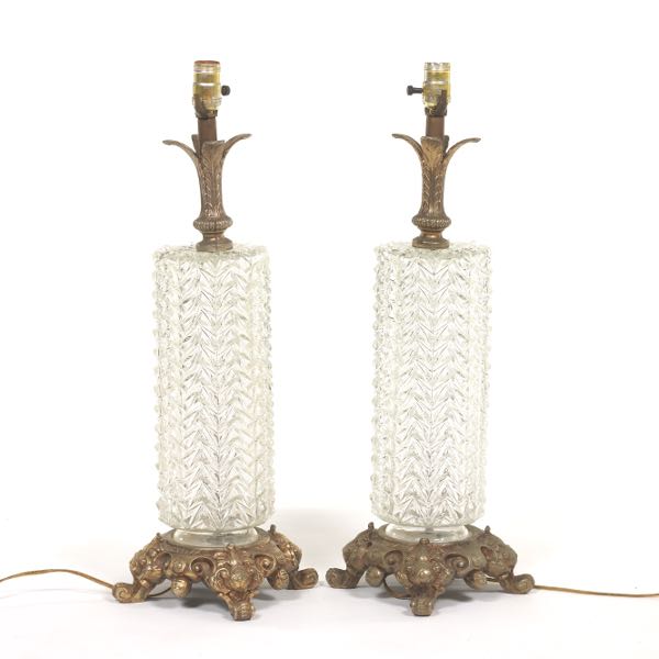 PAIR OF CRYSTAL PINEAPPLE STYLE LAMPS