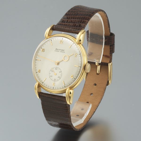 1940 S GLYCINE 18K GOLD WATCH 34mm 2b0252