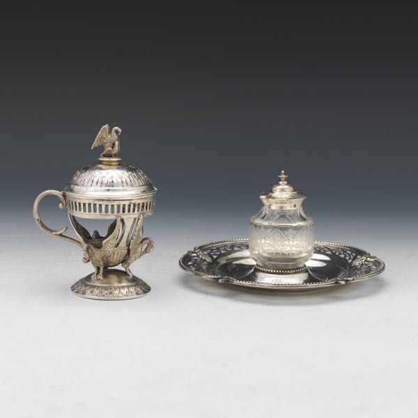 STERLING SILVER INKWELL AND GERMAN 2b0354