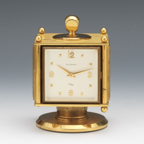  BUCHERER SWISS TABLE CLOCK, THERMOMETER,