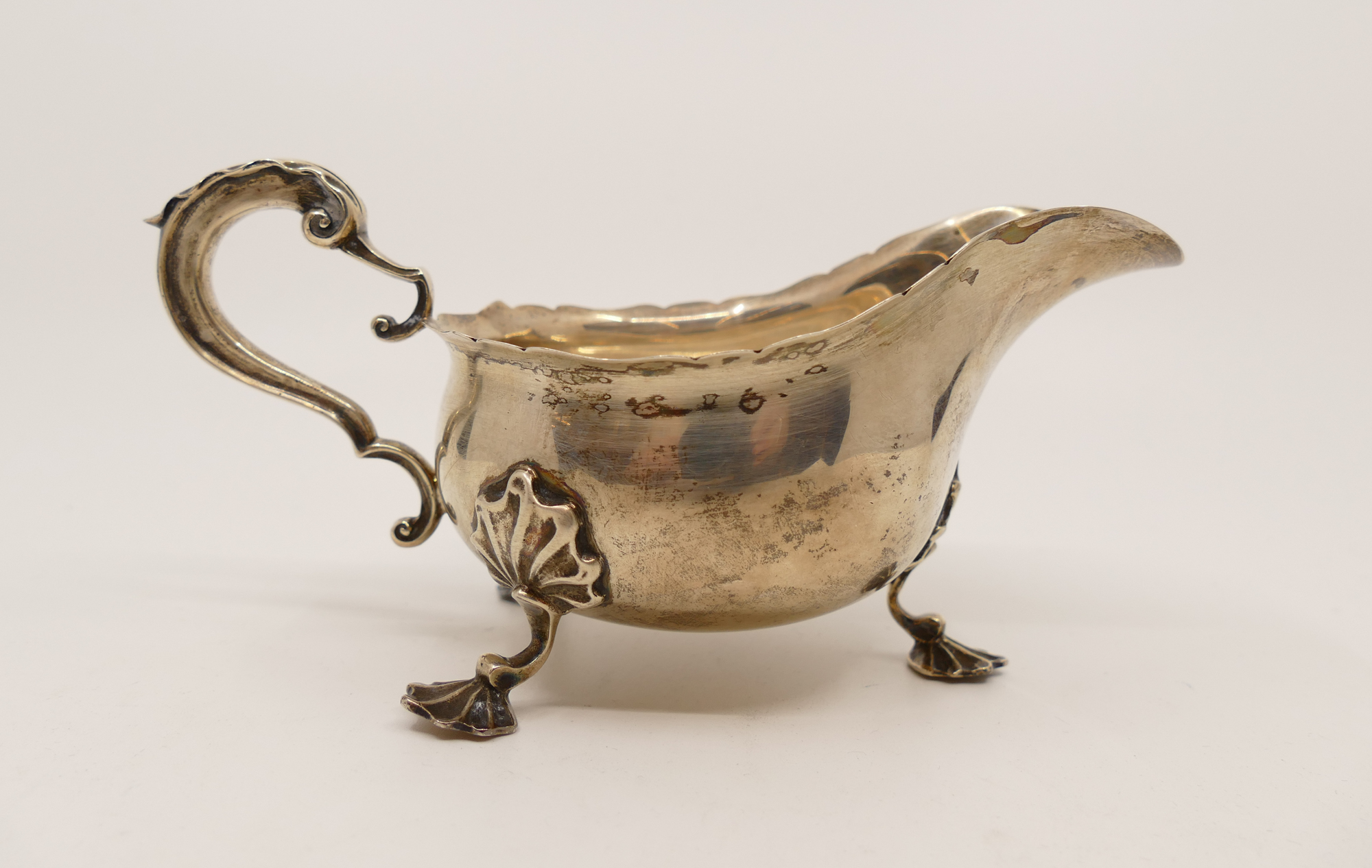 English Sterling Footed Sauce Boat-
