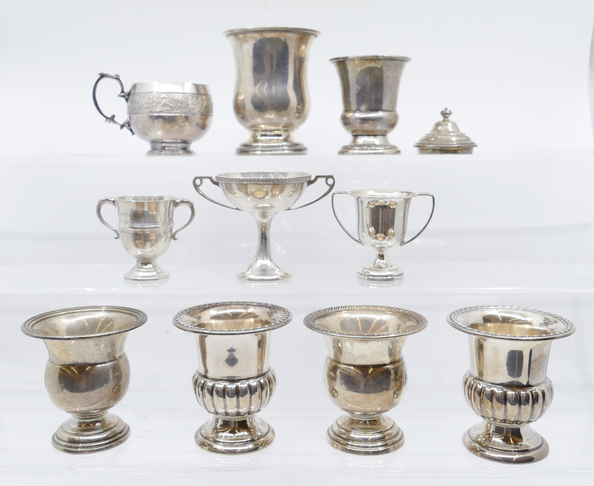 11pc Sterling Miniature Trophies