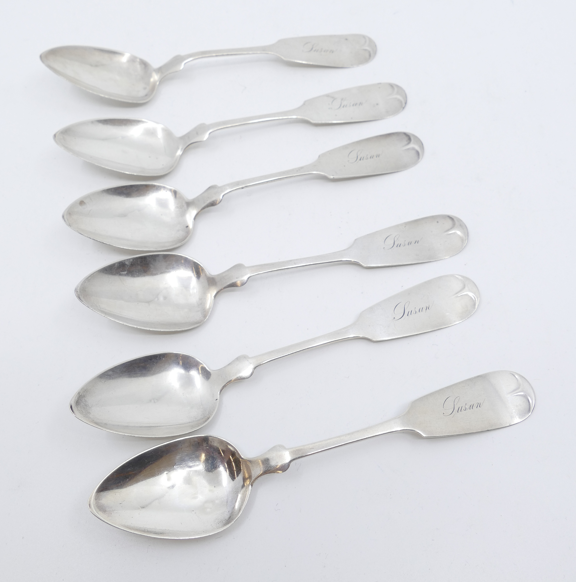 6pc American Coin Silver Tea Spoons 2b0452