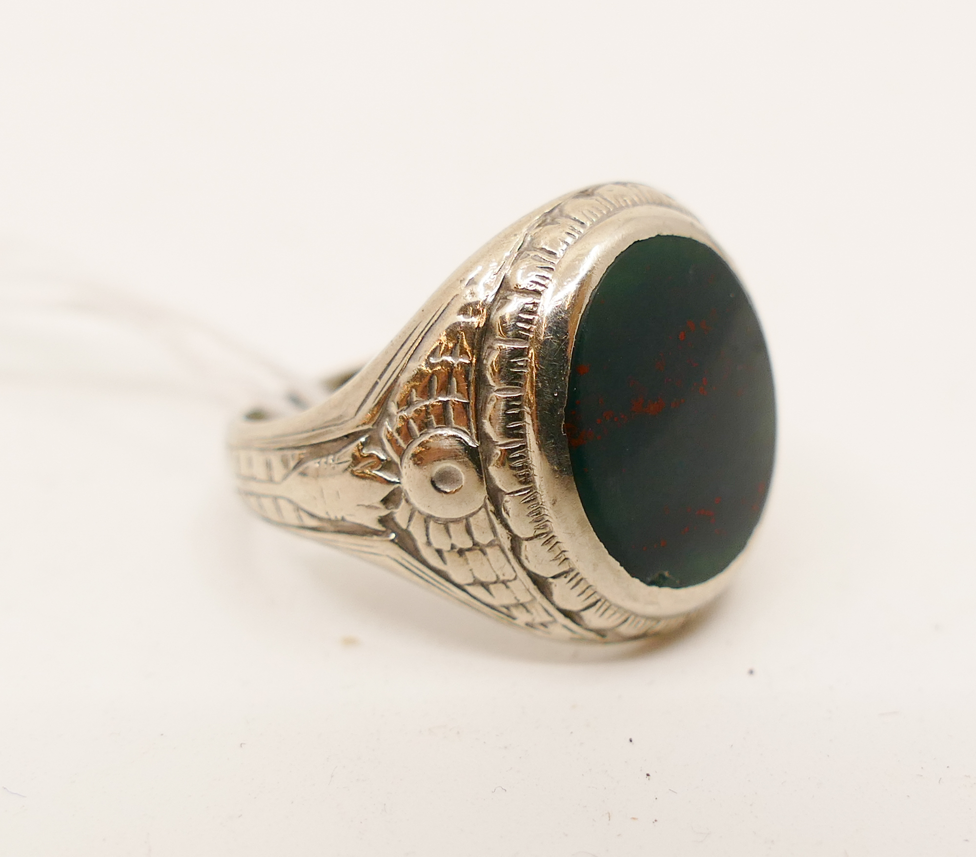 14K White Gold Bloodstone Men s 2b047f