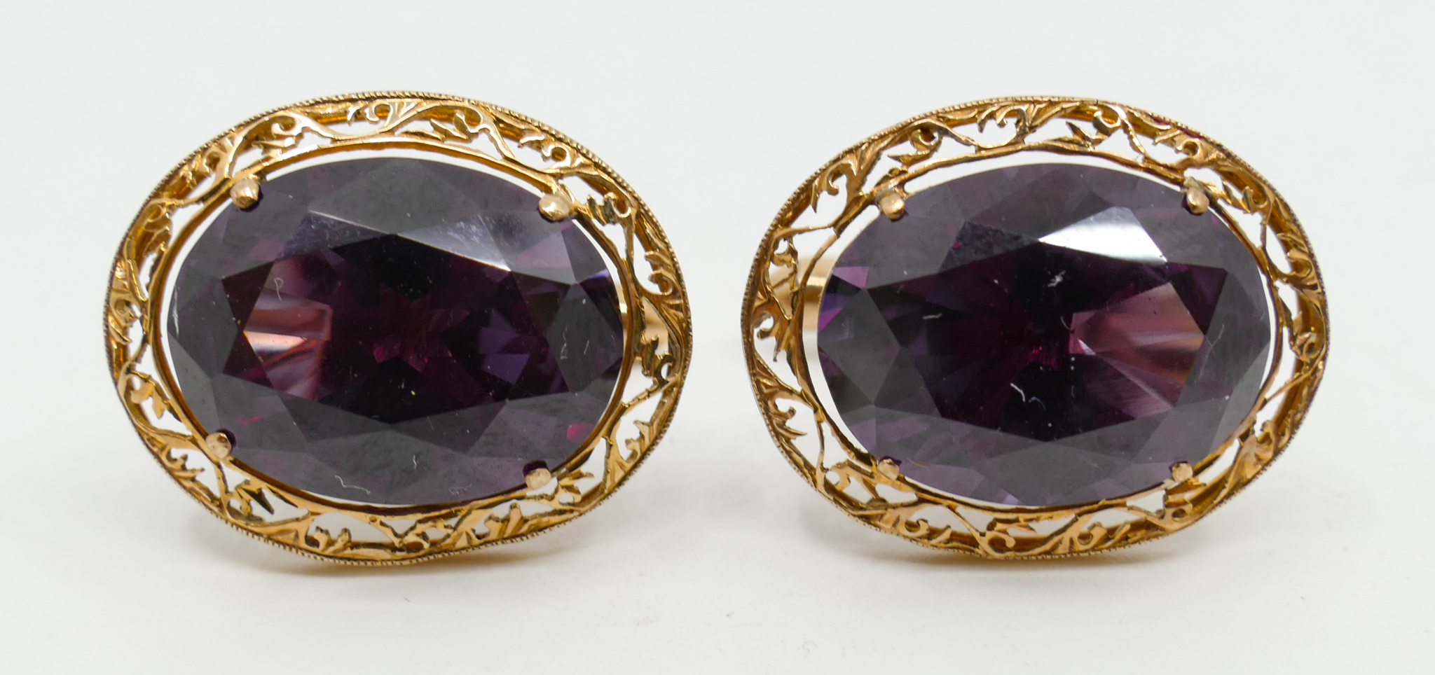 Pair Men s 18k Amethyst 18x13mm  2b0485