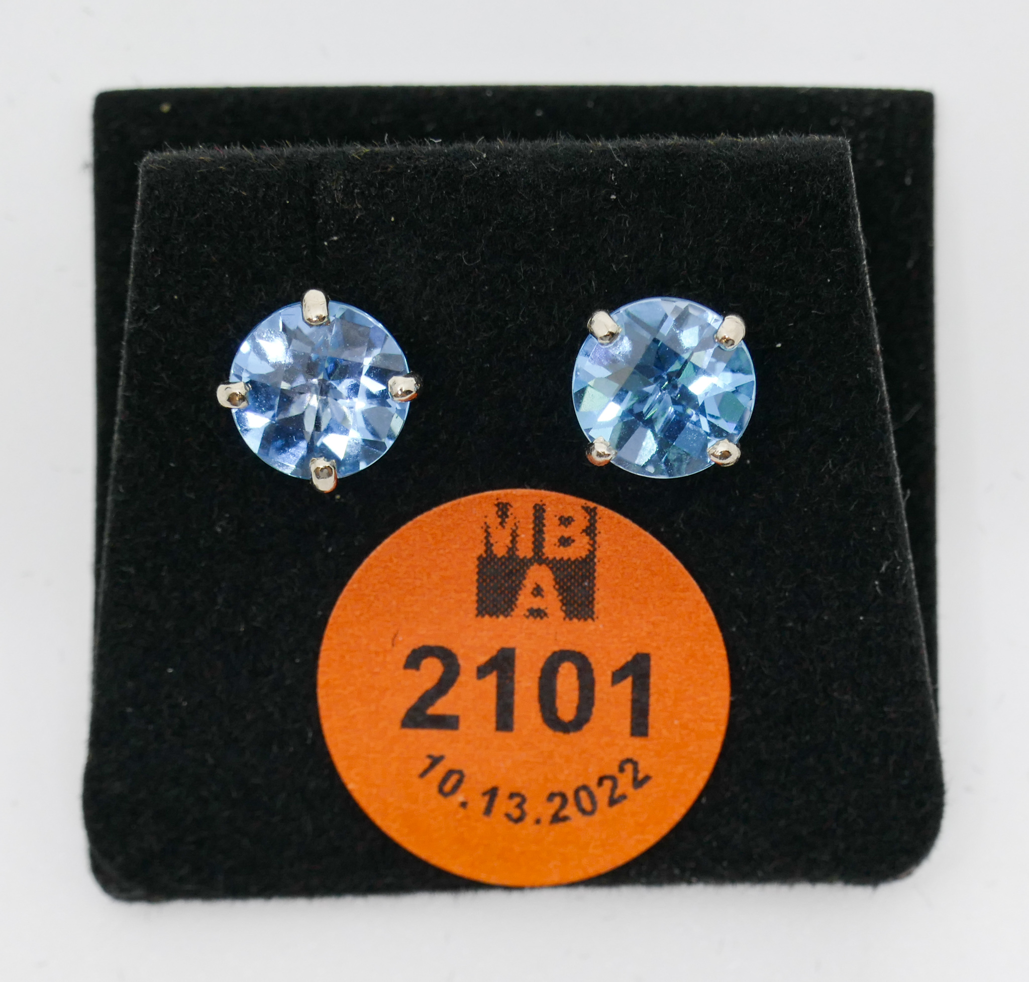 Pair 14k White Gold Blue Topaz 2b04a1