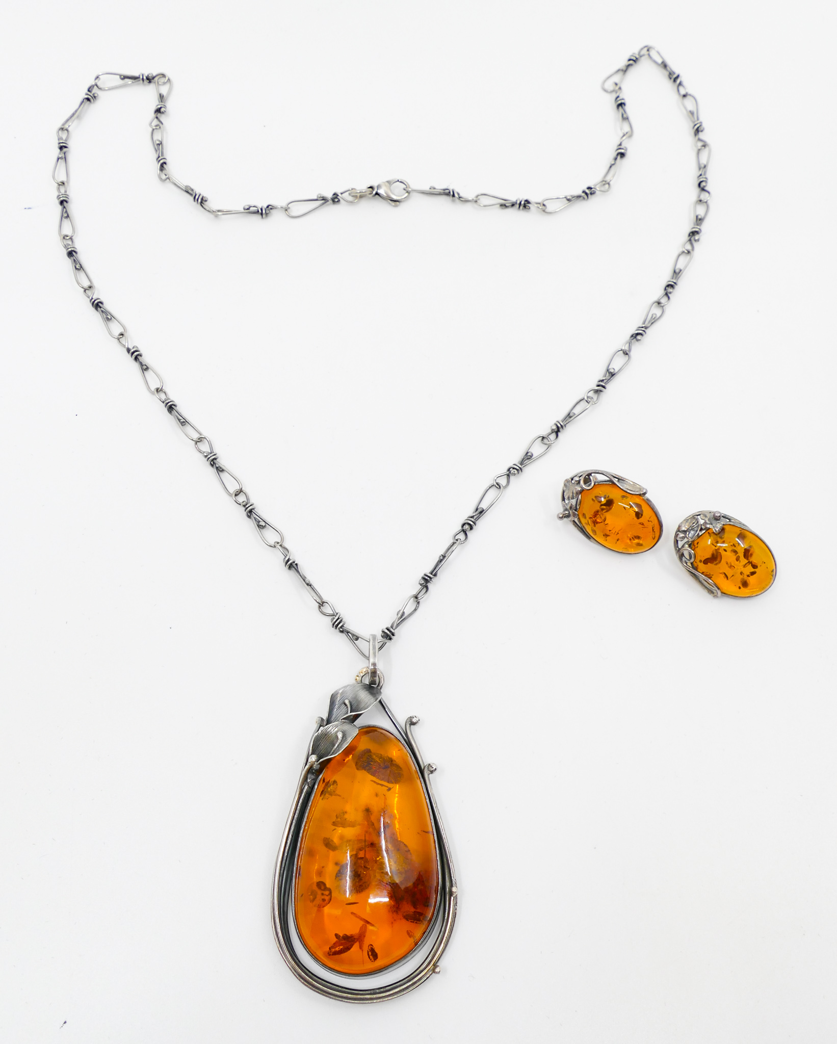 Natural Amber Sterling Necklace