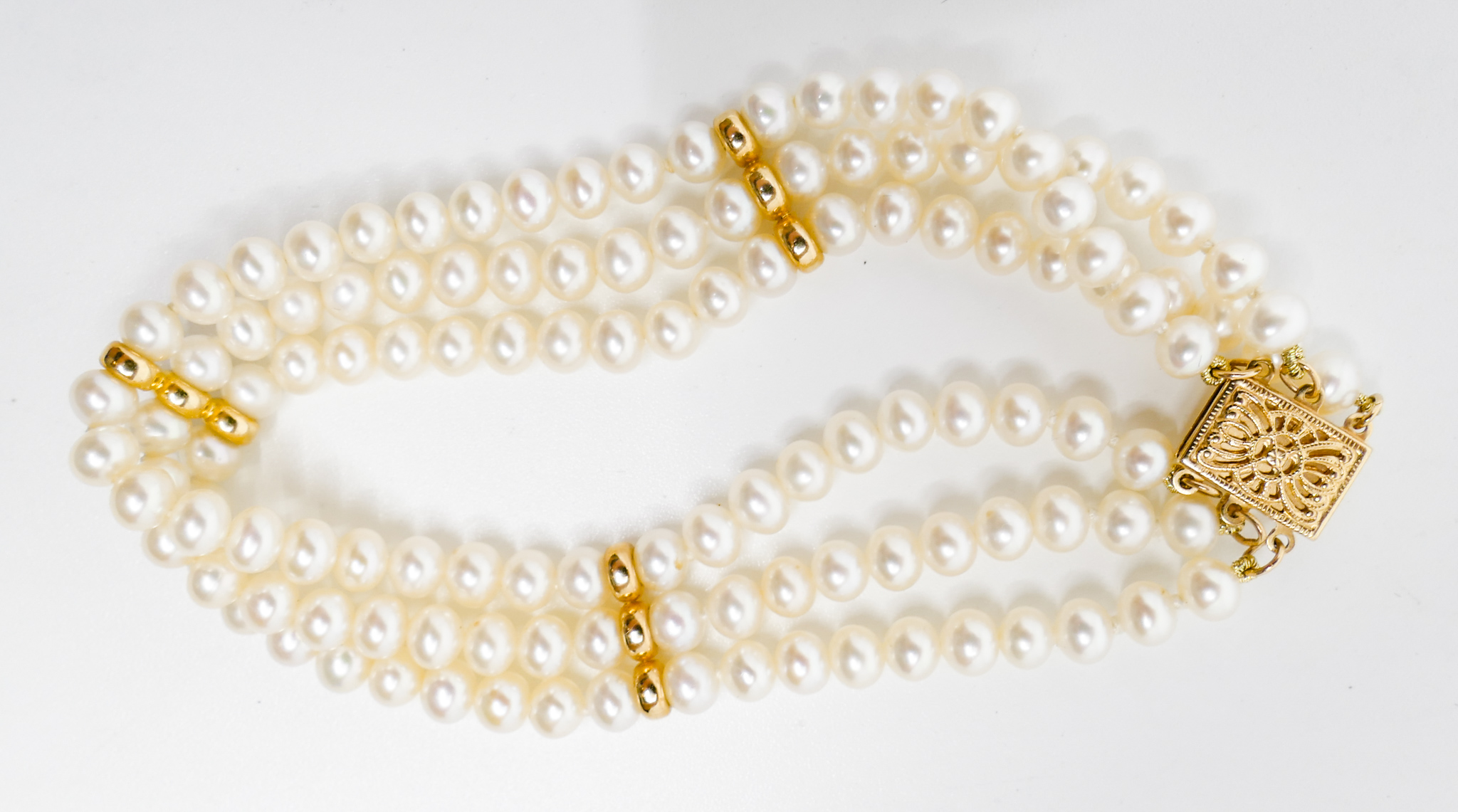 Ladies 14k Multi-Strand Pearl 4-5mm