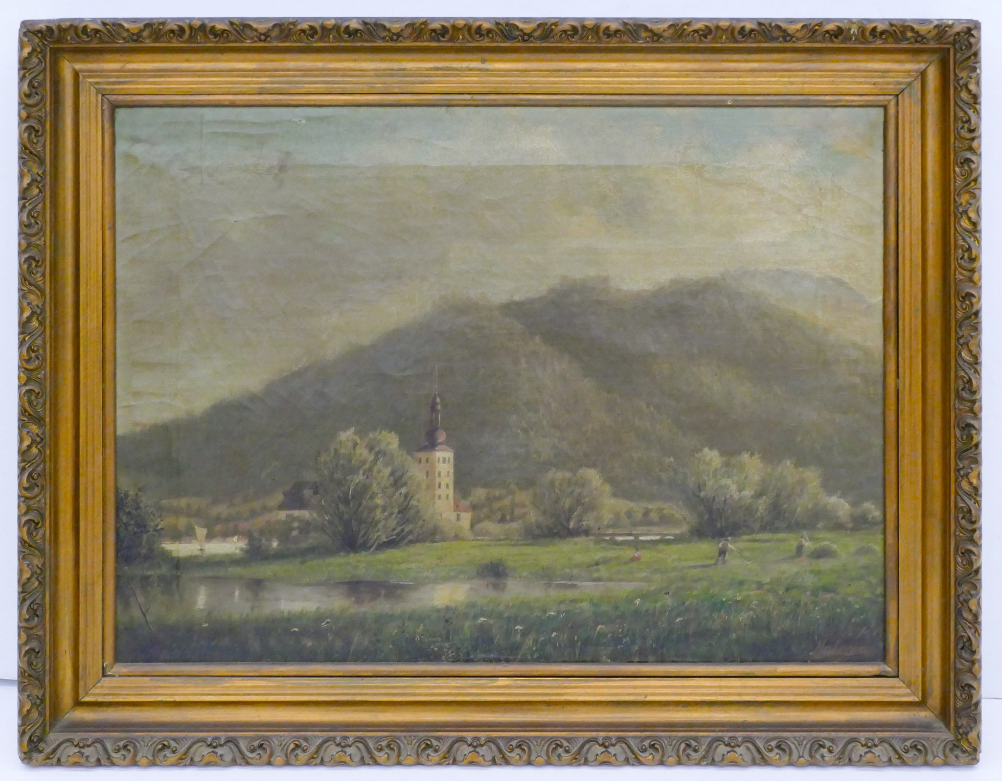 Antique Pastoral Landscape Oil 2b0512