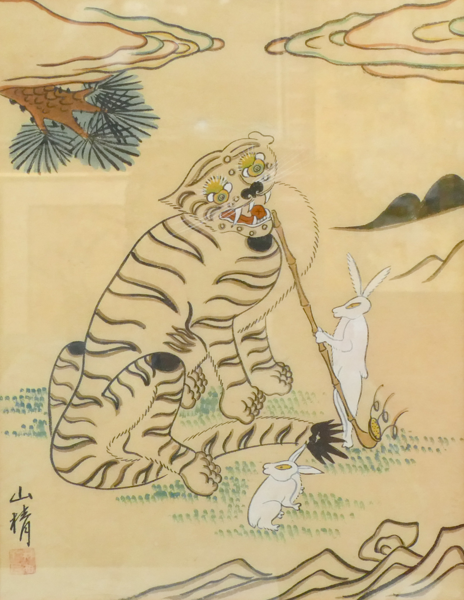 Korean Smoking Tiger Painting 2b0552