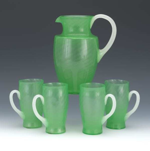 STEUBEN JADE GLASS PITCHERS AND TUMBLERS