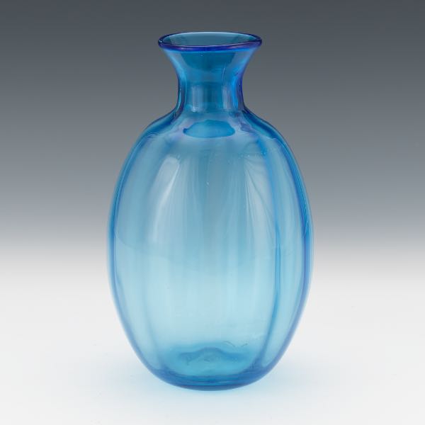 BLENKO ART GLASS BLUE MELON OPTIC 2b0689