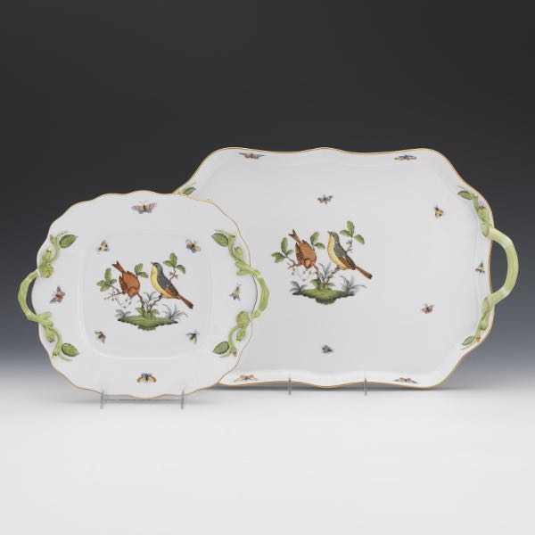 TWO HEREND PORCELAIN PLATTERS,