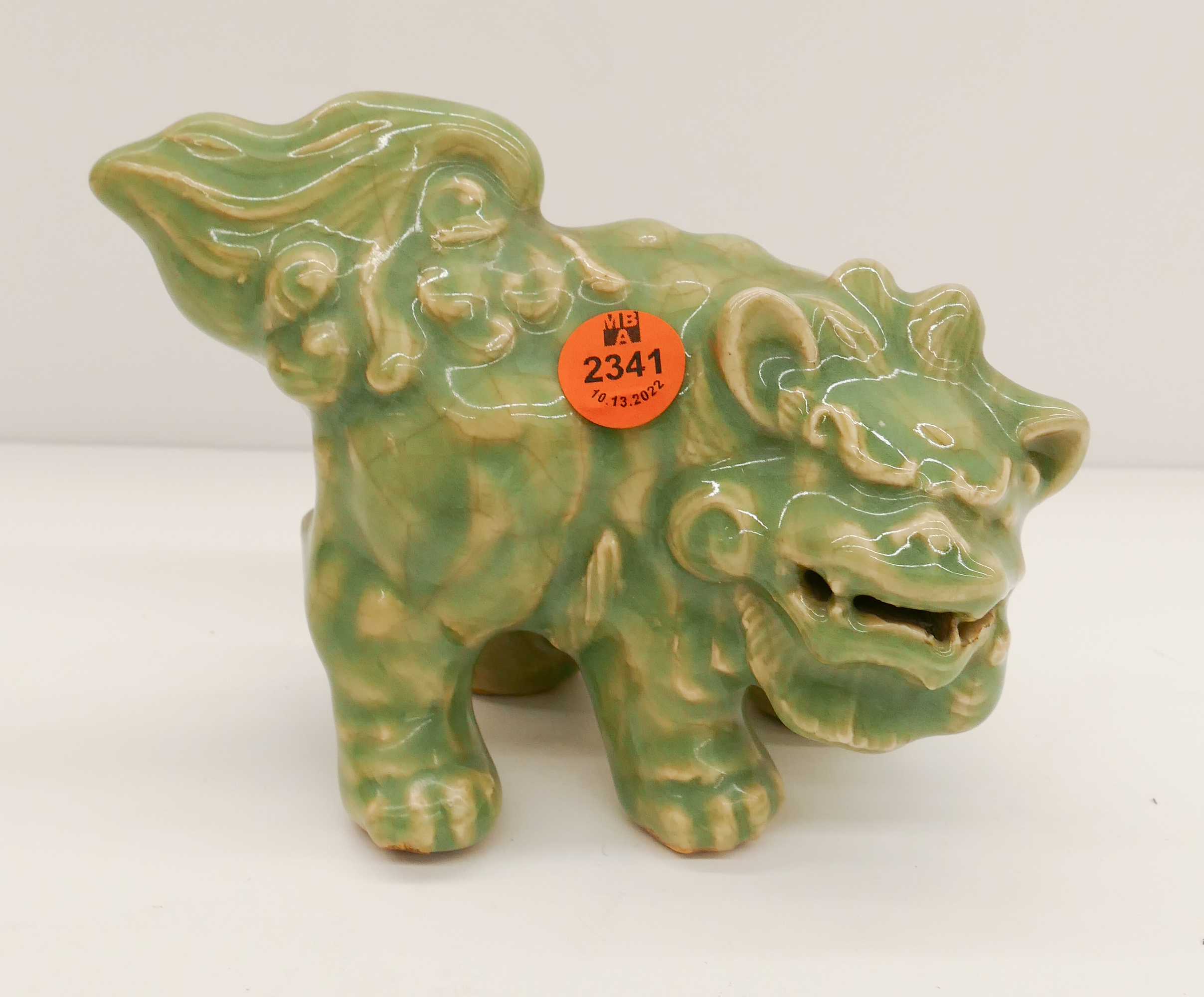 Old Japanese Celadon Foo Lion Figure-
