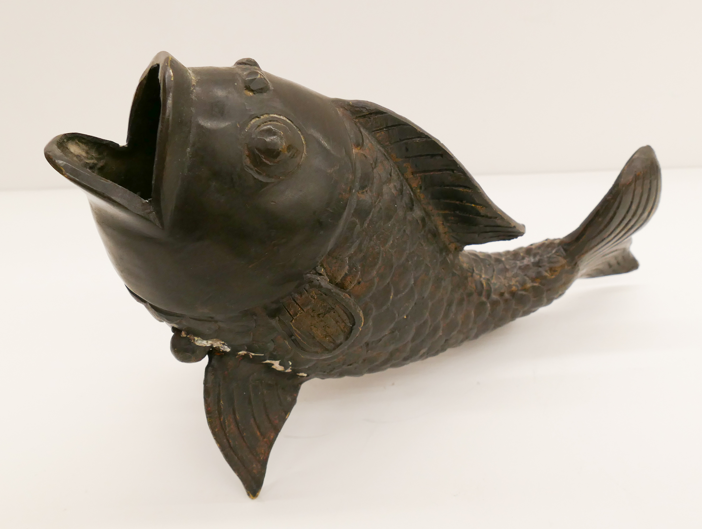 Japanese Bronze Carp Fish Vase-