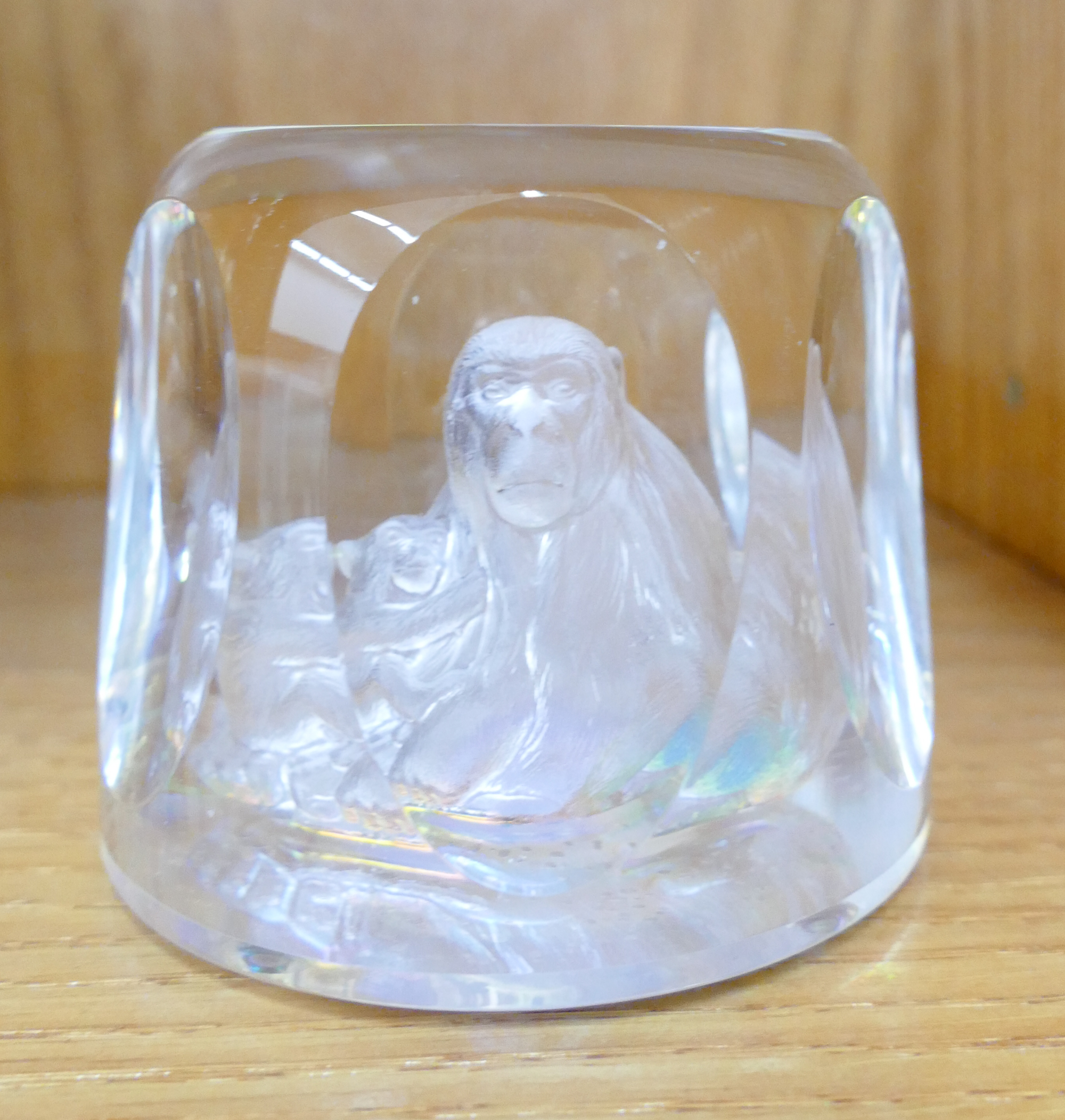 Robin Lehman Crystal Monkey Paperweight  2b072e