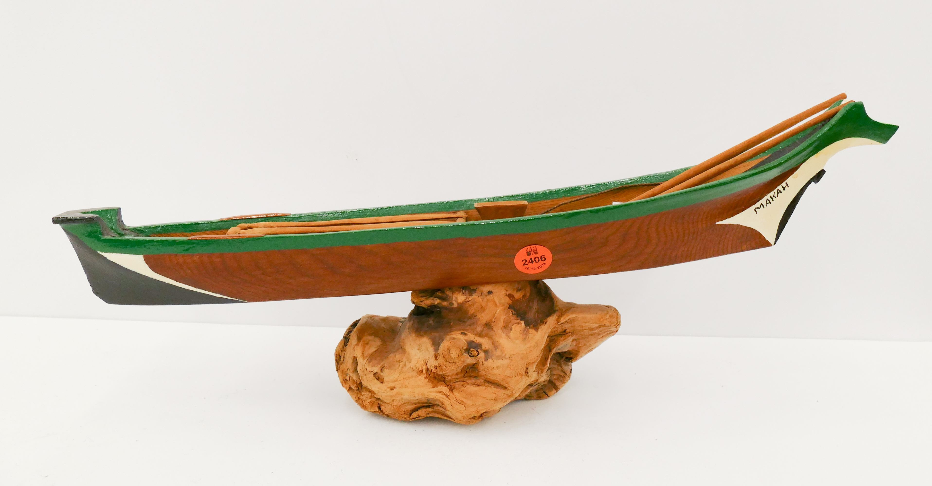 Makah Painted Cedar Canoe Model  2b074f