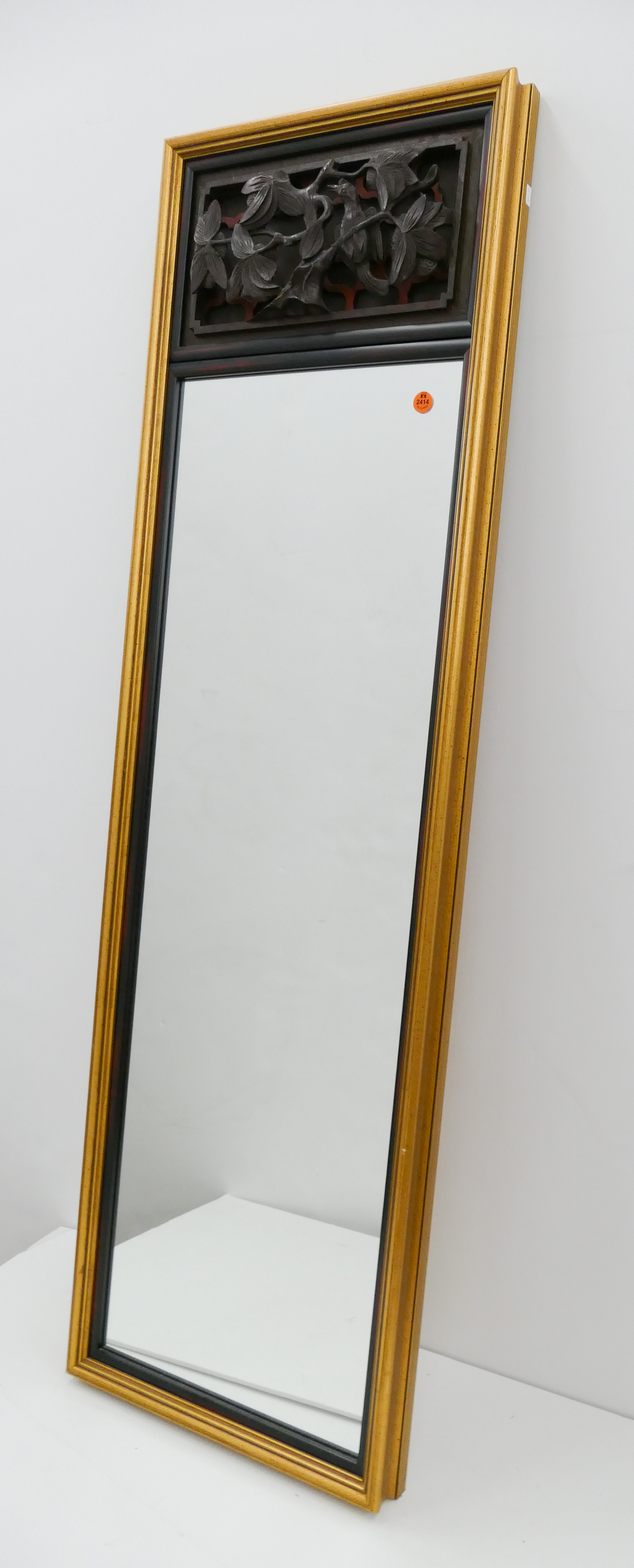 Gold Framed Tall Mirror with Chinese 2b0757