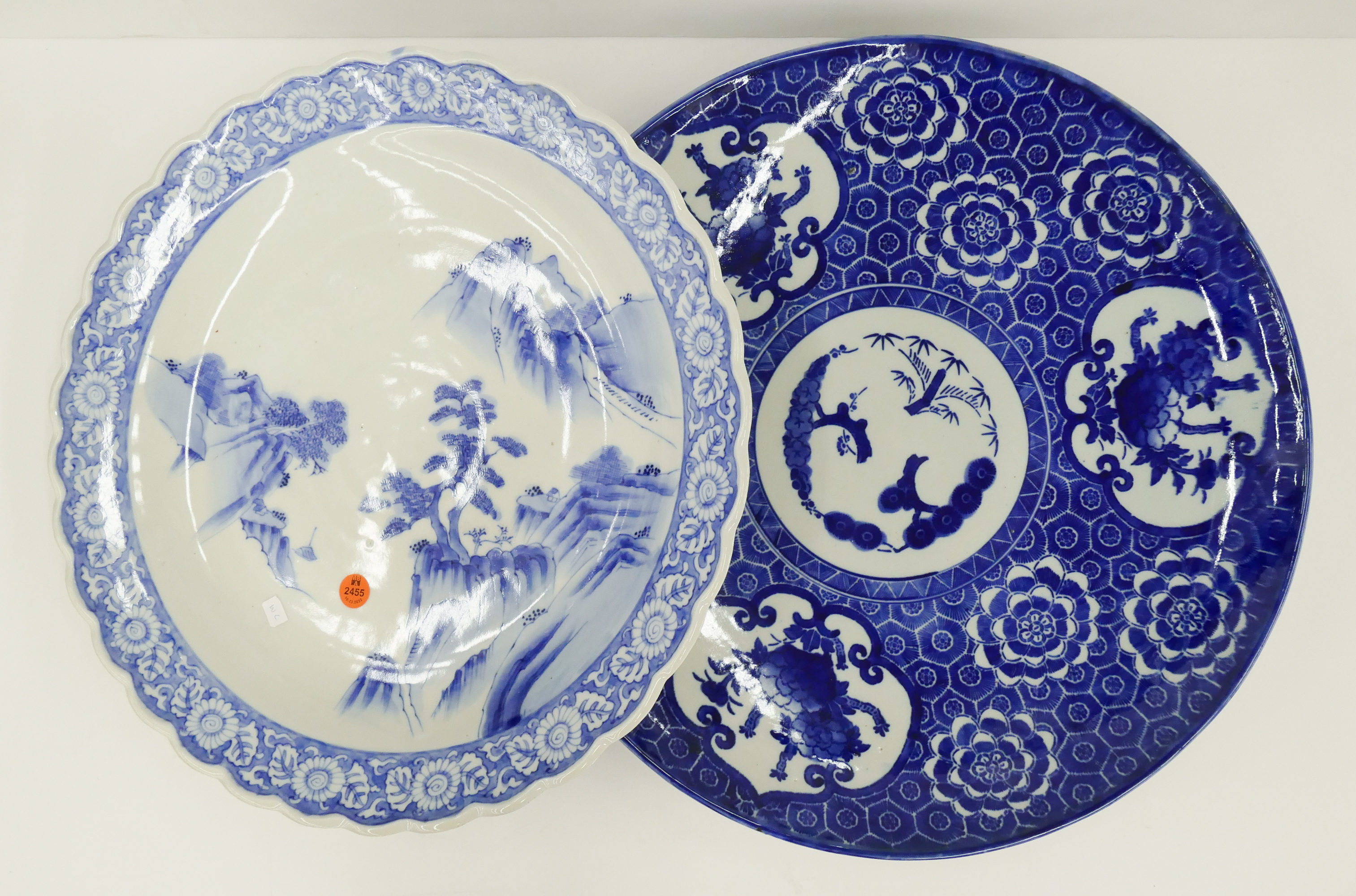 2pc Japanese B W Porcelain Large 2b0780