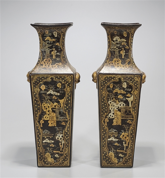 Pair of Chinese black ground ceramic