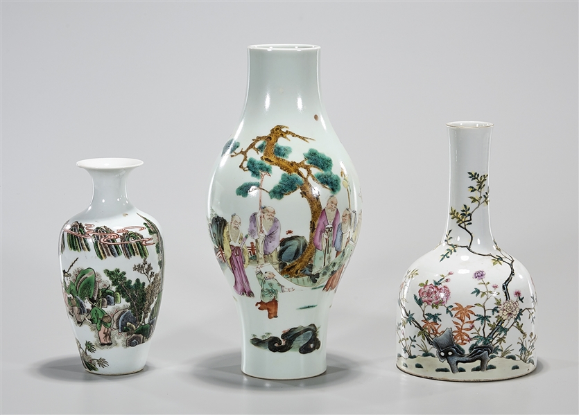 Three Chinese enameled porcelain