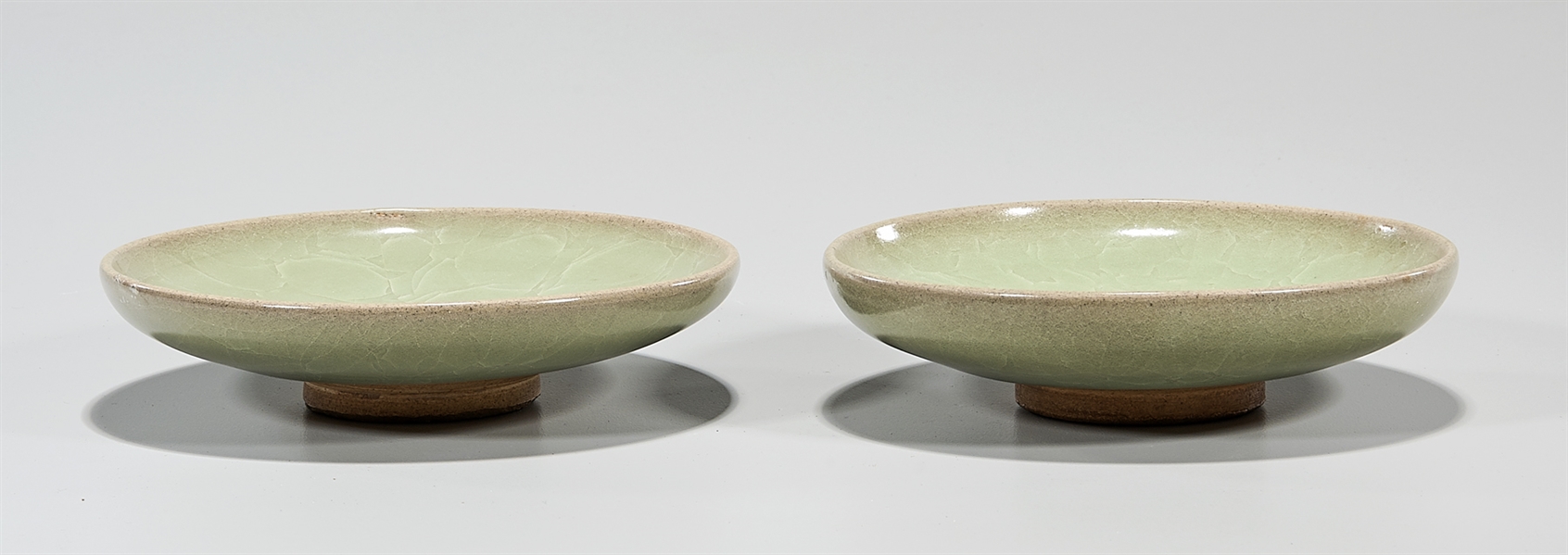 Pair of Chinese celadon glazed