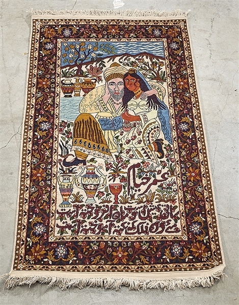 Silk Persian rug 63 x 26 approx  2ae0f6