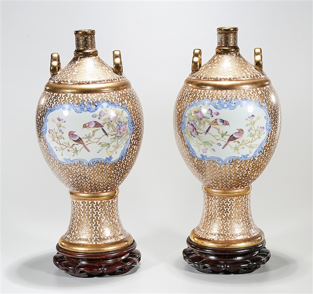 Pair of Chinese enameled and gilt