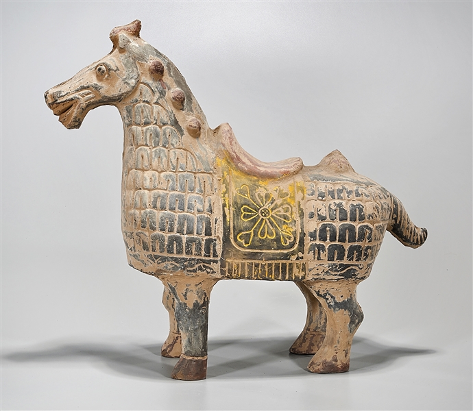 Chinese polychrome pottery horse;