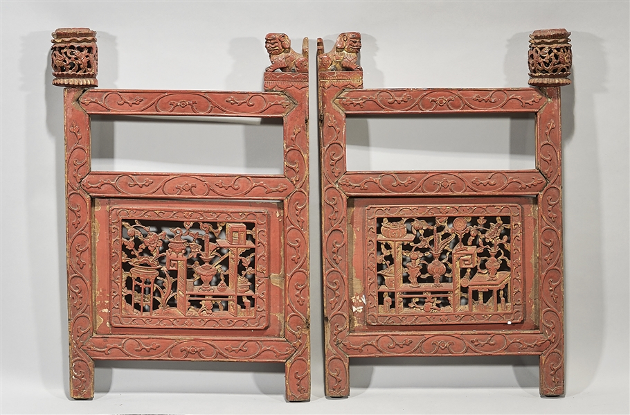 Two Chinese painted carved wood 2ae146