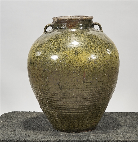 Large green and black glazed ceramic