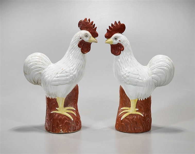 Pair of Chinese porcelain roosters  2ae155