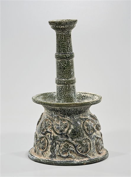 Chinese green glazed pottery candlestick  2ae150