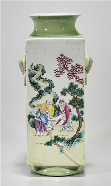 Chinese enameled porcelain four-faceted