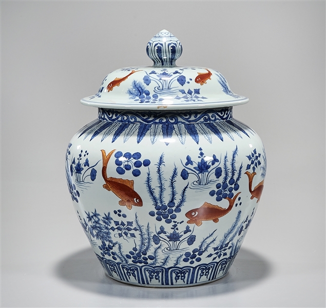 Chinese blue, red and white porcelain