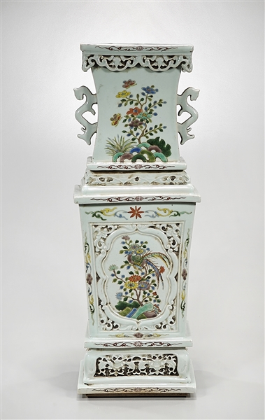 Chinese enameled porcelain rectangular