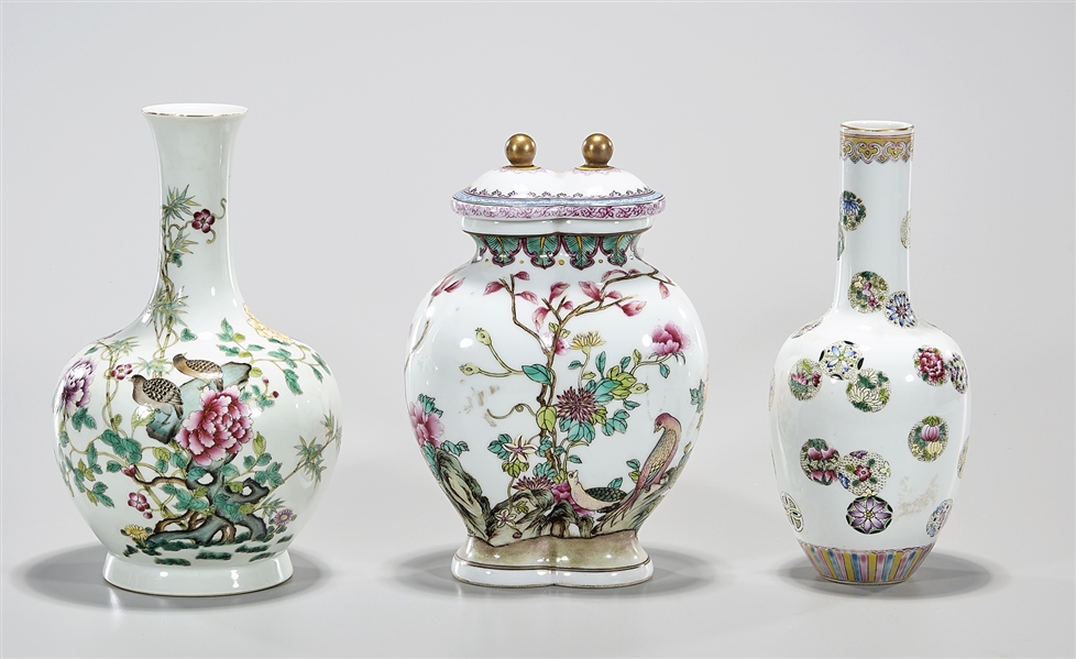 Three Chinese enameled porcelain