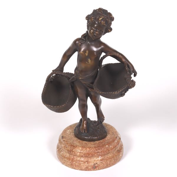 BRONZE SCULPTURE OF A CHILD CARRYING